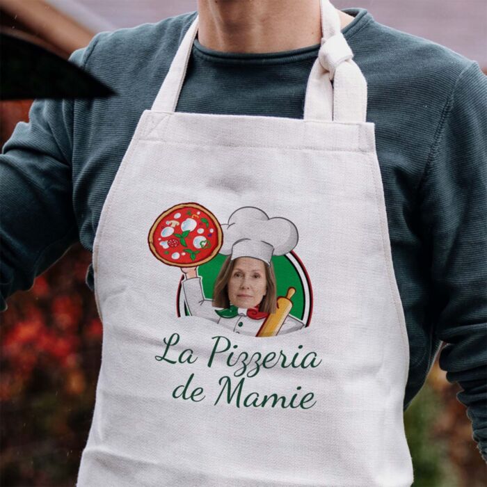 Tablier de cuisine personnalisé Pizzeria avec visage - Design