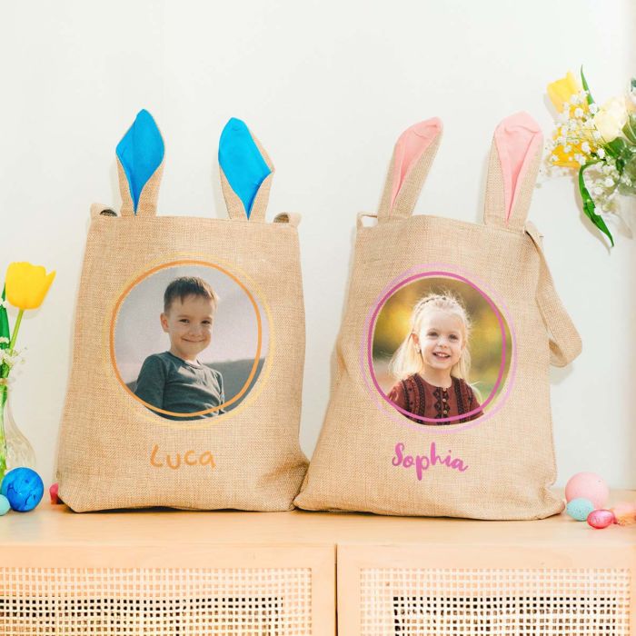 Panier de Pâques personnalisé avec photo et prénom