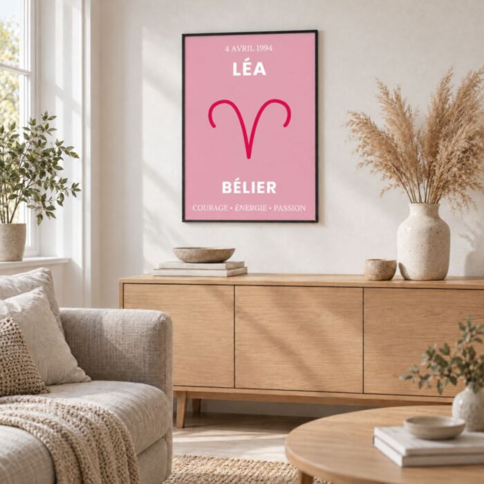 Poster signe astrologique personnalisé avec prénom