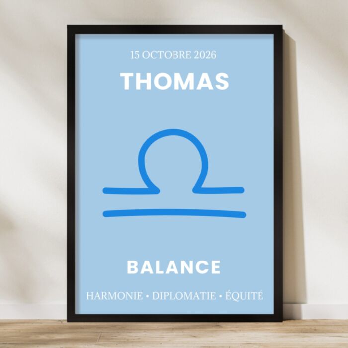 Poster signe astrologique personnalisé avec prénom