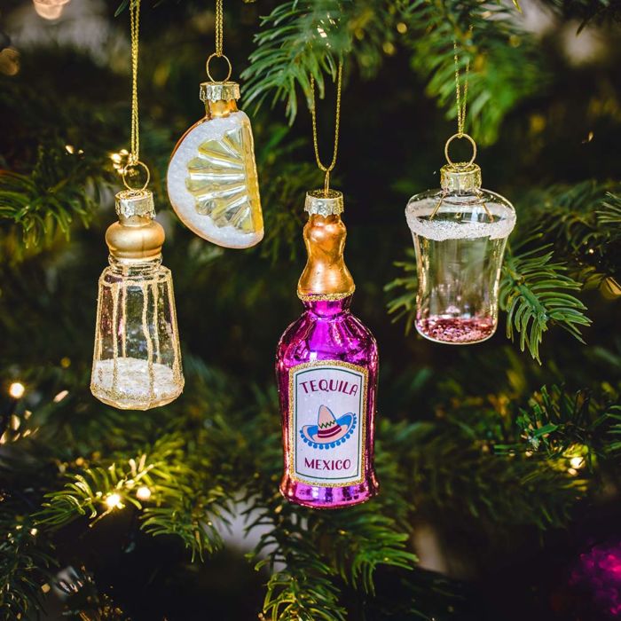 Lot de 4 décorations Tequila pour sapin de Noël