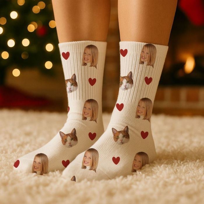 Chaussettes personnalisées avec animal de compagnie et visage Chaussettes personnalisées avec animal de compagnie et visage