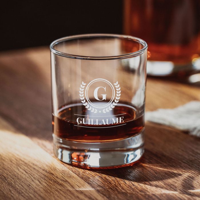 cadeau homme verre à whisky personnalisé avec monogramme