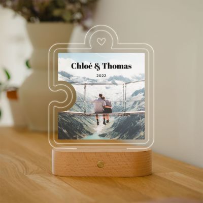 Lampe LED personnalisée Pièce de puzzle avec photo et texte Lampe LED personnalisée Pièce de puzzle avec photo et texte
