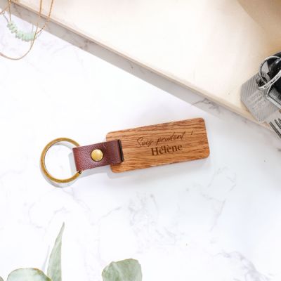 Porte-clés personnalisé en bois avec texte
