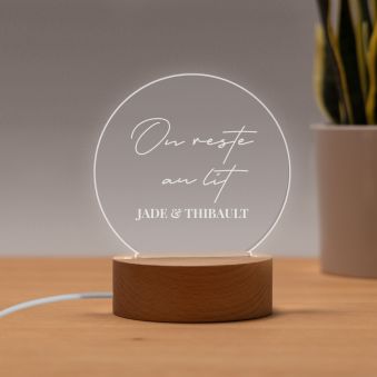 Lampe LED personnalisée ronde avec texte
