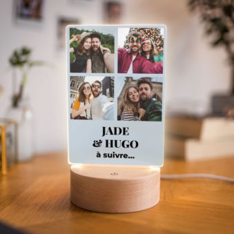 Lampe LED personnalisée avec 4 photos et texte