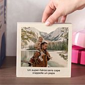 Photo sur bois carrée personnalisée avec photo et texte