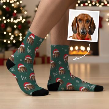Chaussettes personnalisées avec visage et bonnet de Noël