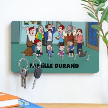 Porte-clés Mural personnalisé famille dessin animé - Illustration