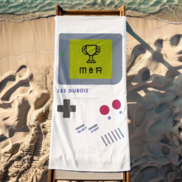 Serviette personnalisée avec console de jeu et texte