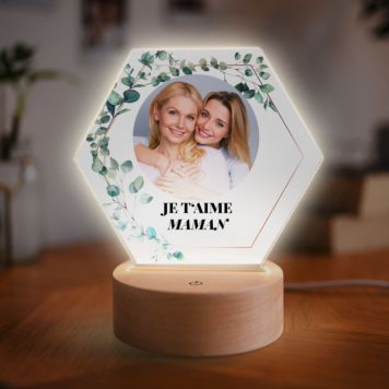 Lampe LED personnalisée Hexagonale avec Photo et Texte