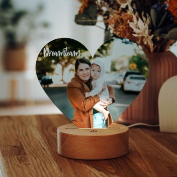 Lampe cœur personnalisée avec photo et texte