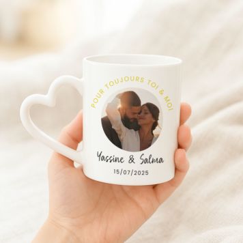Mug personnalisé avec photo et 3 lignes