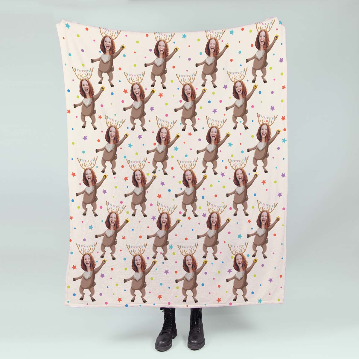 Petite couverture personnalisée avec visage Motif Noël