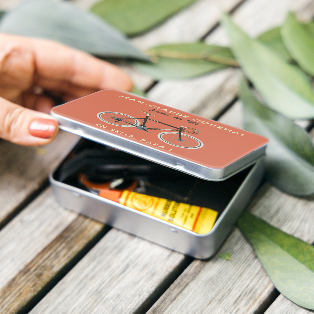 Kit de réparation vélo personnalisé avec texte
