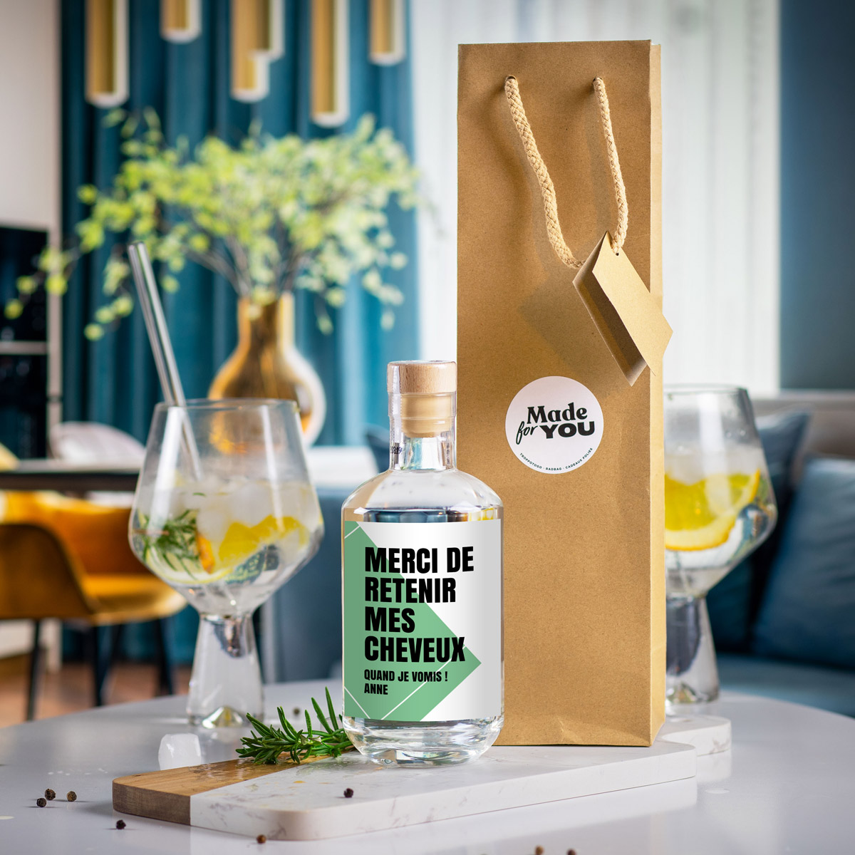 Gin avec texte