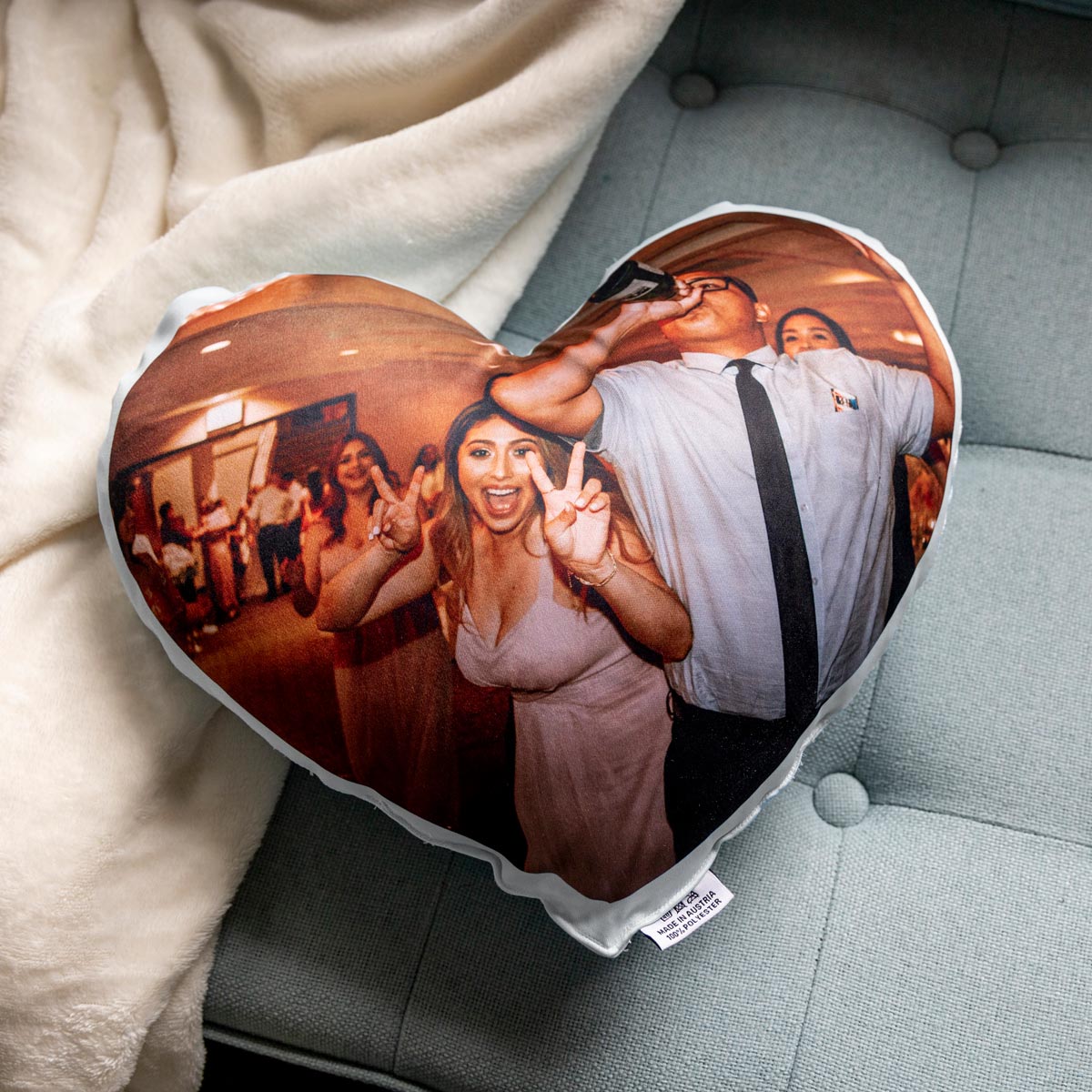 Coussin personnalisé cœur avec photo
