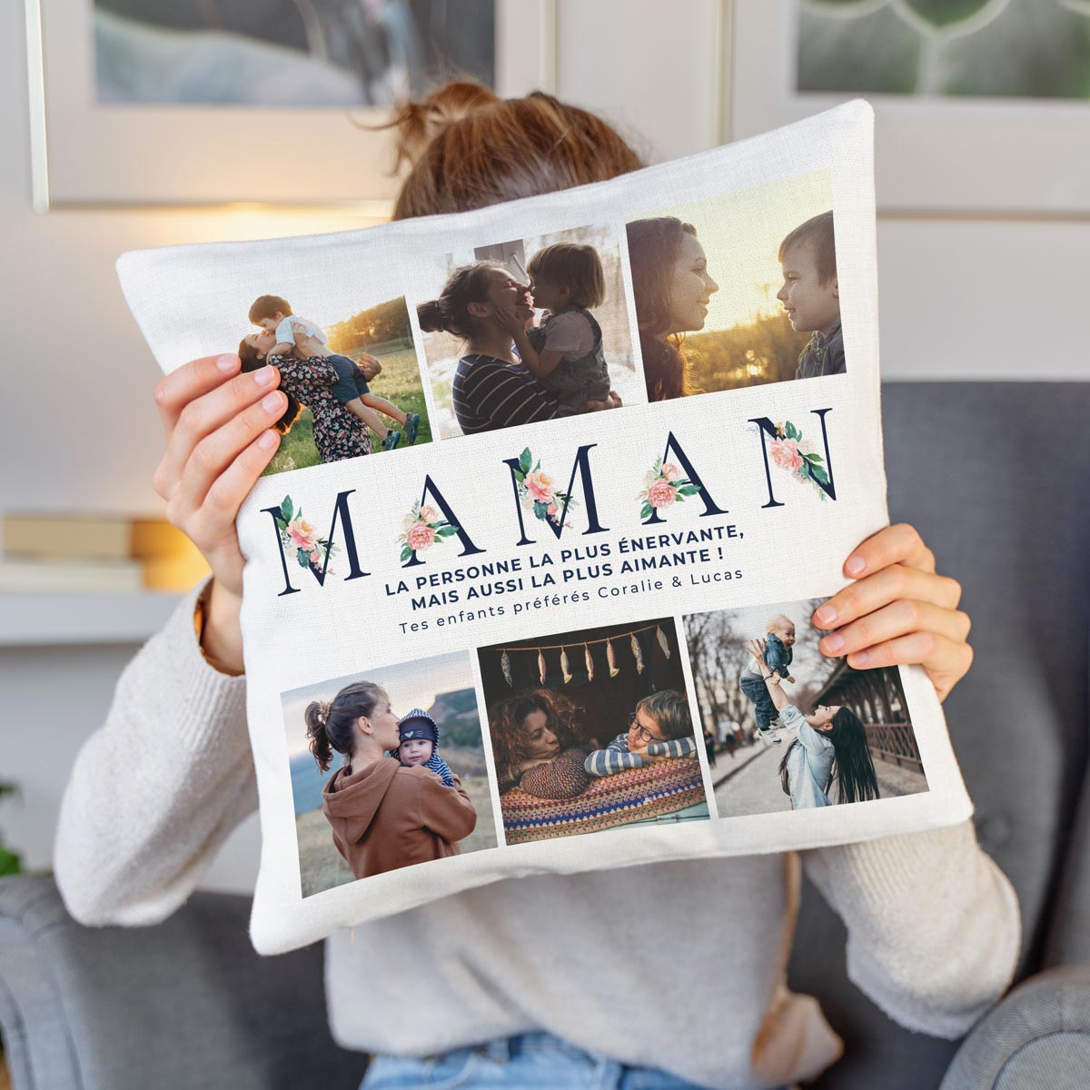 Housse de coussin personnalisée Maman avec photos et texte, Fête des mères, Cadeaux maman, Cadeaux Photo, Petits cadeaux, Cadeau, Idée cadeau
