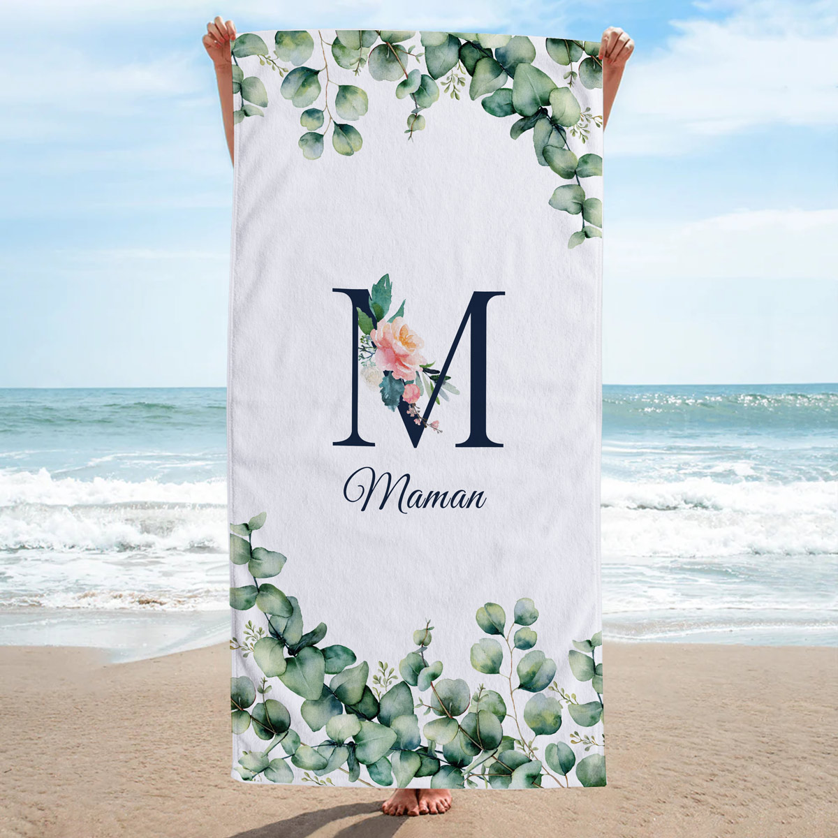 Serviette personnalisée avec monogramme et texte