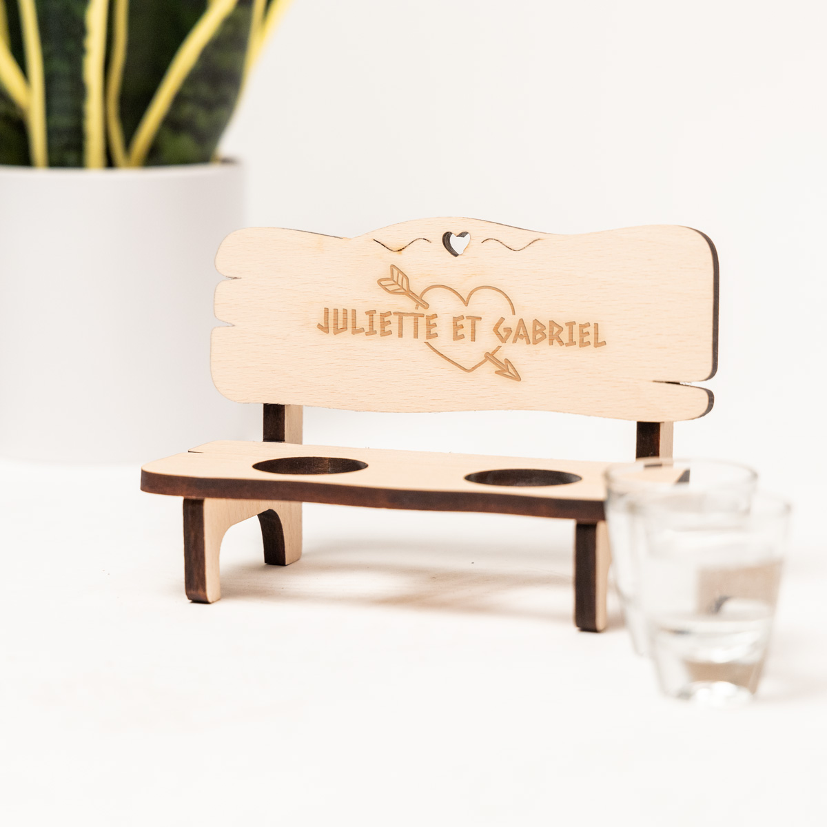 Banc à schnaps personnalisé avec gravure