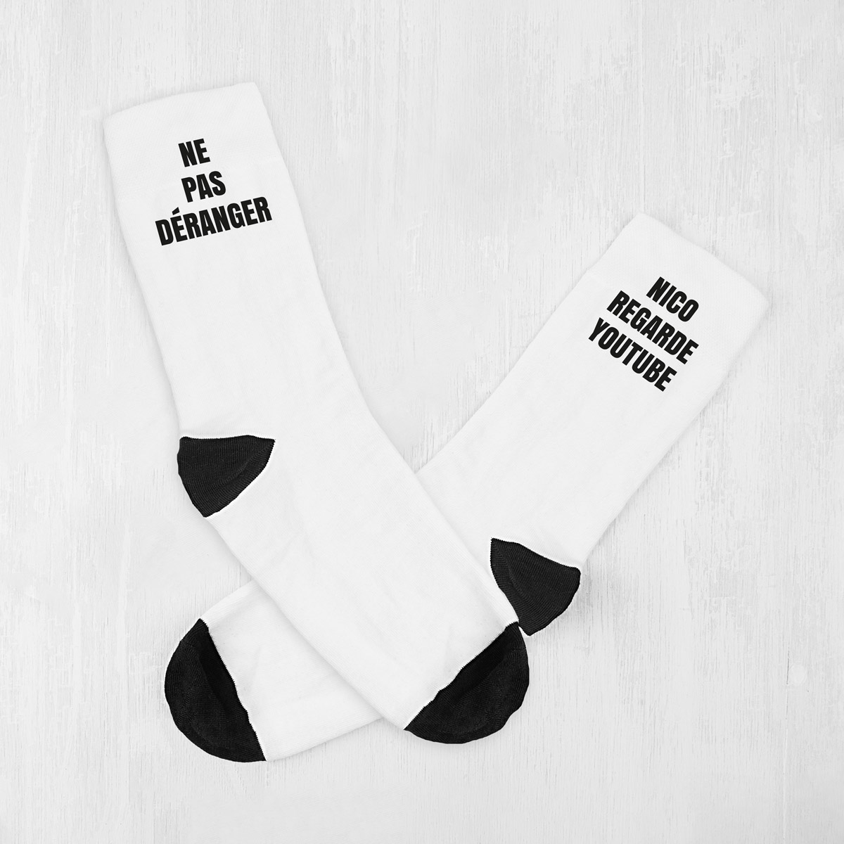 Chaussettes personnalisées avec texte