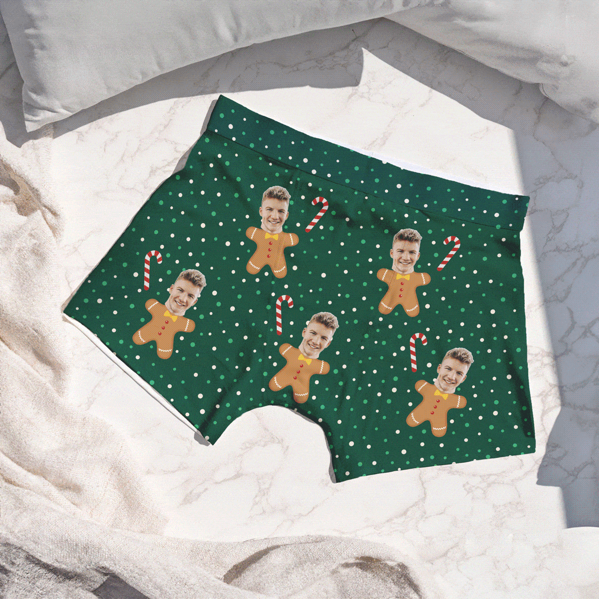 Caleçon personnalisé Noël multivisage avec différents motifs