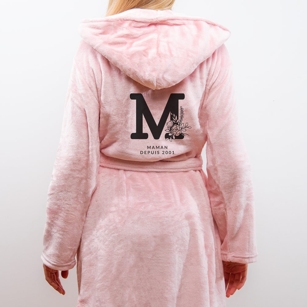 Peignoir personnalisé avec monogramme et texte cadeau fête des Mères Peignoir Monogramme avec Texte