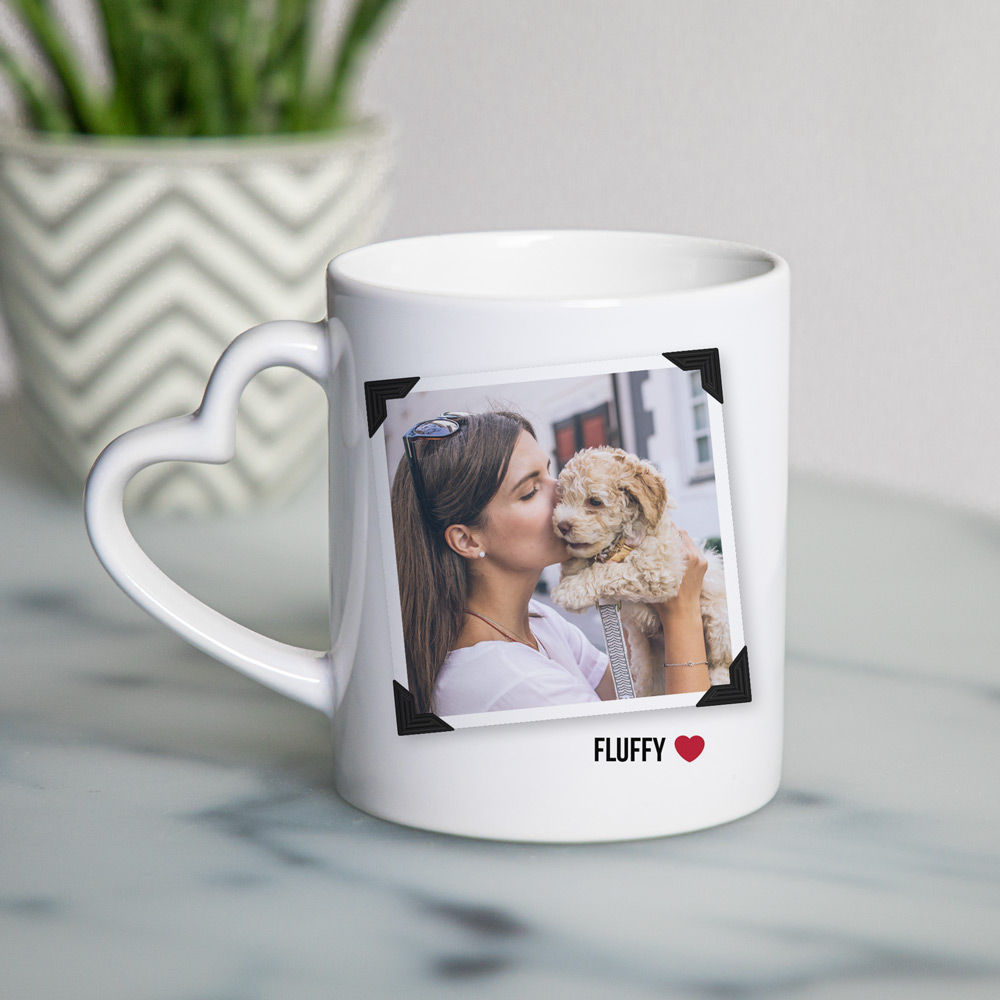Tasse Poignée Cœur avec Photo et Texte Cadeaux pour animaux Tasse Poignée Cœur avec Photo et Texte