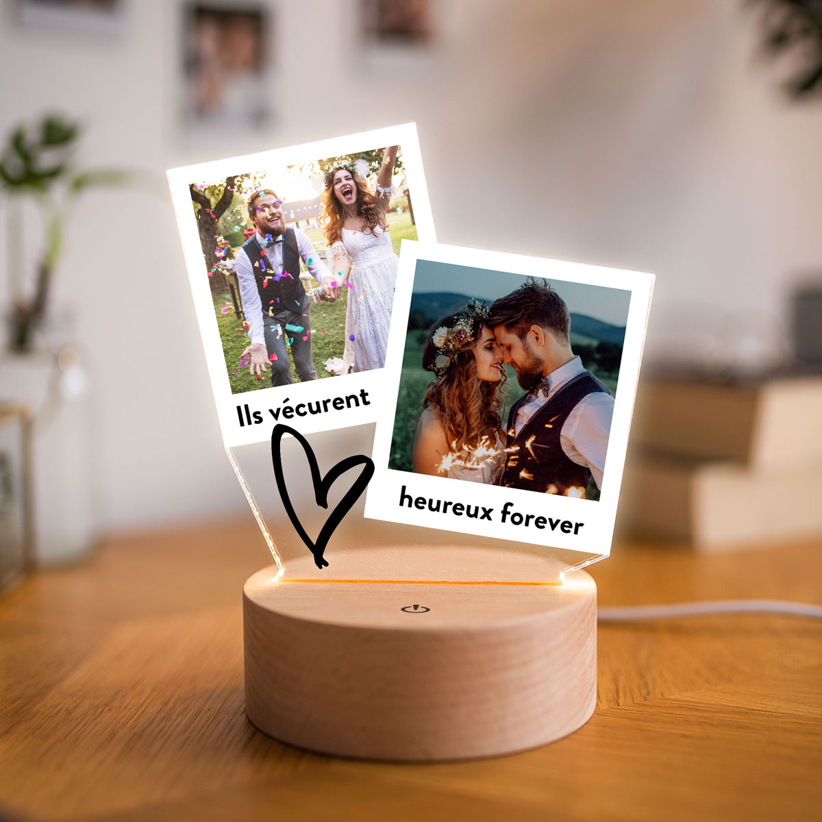 cadeau mariage Lampe LED personnalisée design Polaroid