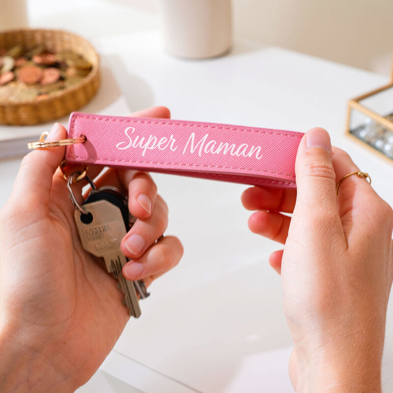 Porte-clés personnalisé aspect cuir avec texte