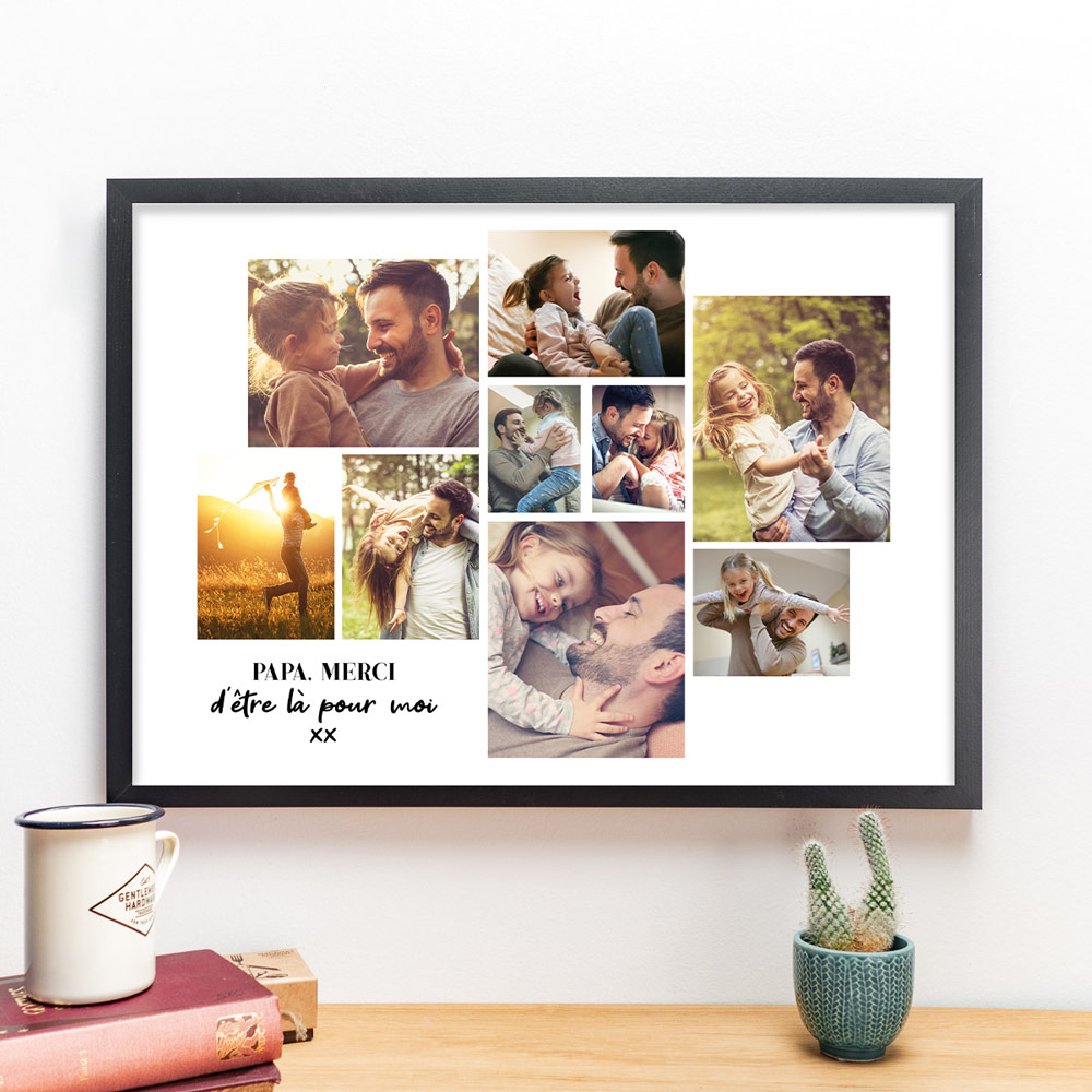Poster personnalisé - Mosaïque de photos et texte Cadeau papa Poster avec Mosaïque de photos et texte