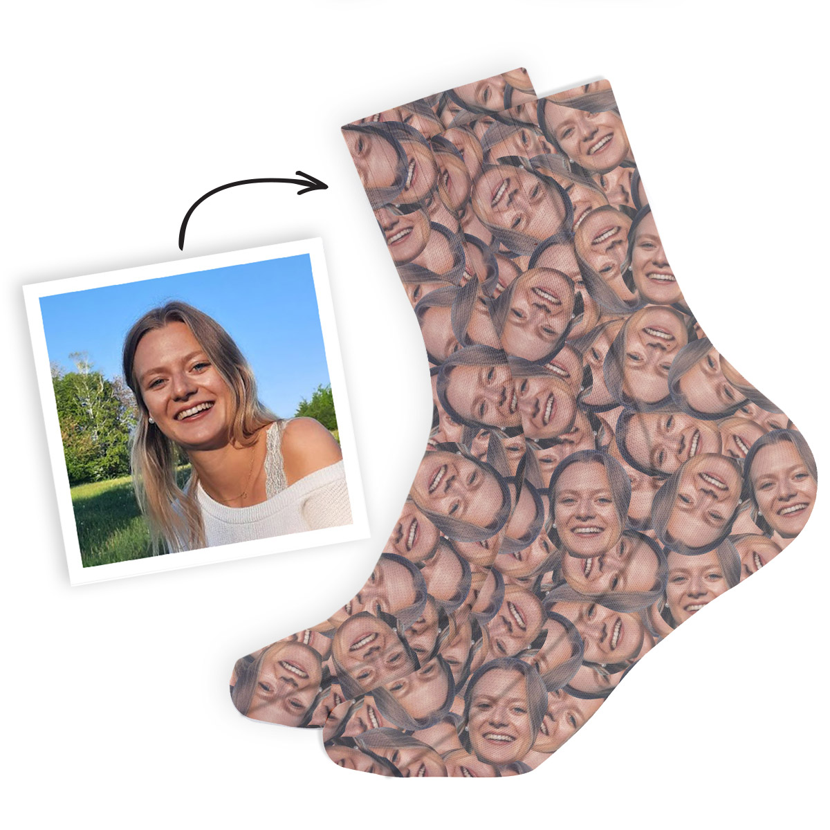 cadeau femme chaussettes personnalisées visage