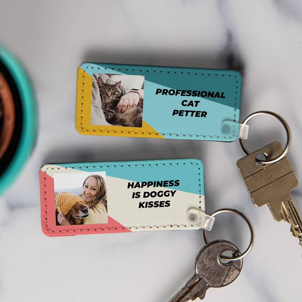 Porte-clés personnalisé avec Photo et Texte Cadeaux pour animaux Porte-clés avec Photo et Texte