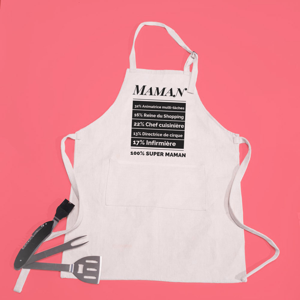 Tablier de cuisine personnalisable 100% cadeau maman Tablier de cuisine personnalisable 100%