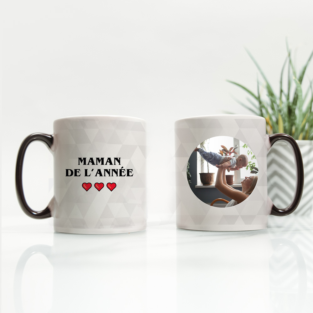 Mug magique personnalisé avec photo et texte cadeau maman Tasse thermosensible avec photo et texte