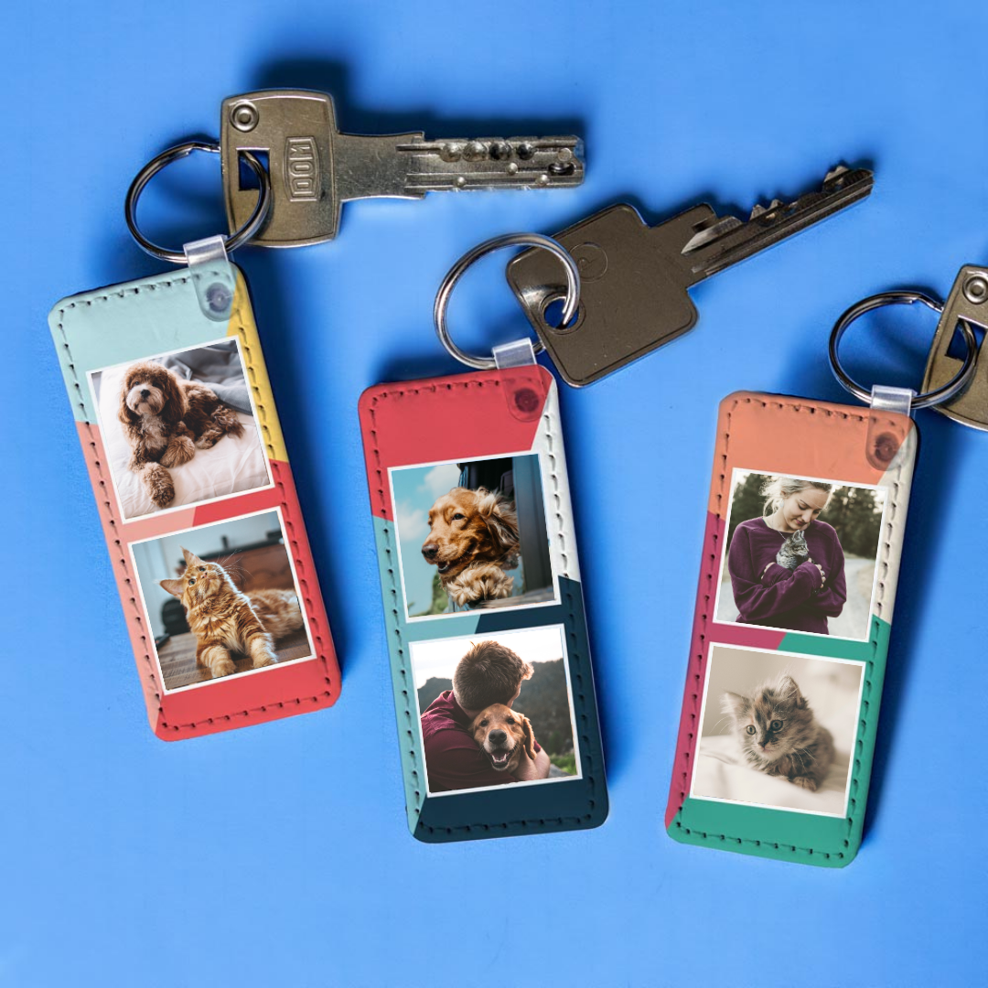 Cadeaux pour animaux Porte-clés Personnalisable avec 2 Photos