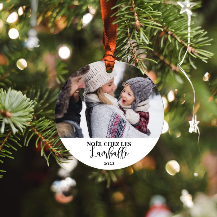Pendentif personnalisé en acrylique avec photo et texte - Lot de 2 cadeau de Noël Pendentif personnalisé en acrylique avec photo et texte