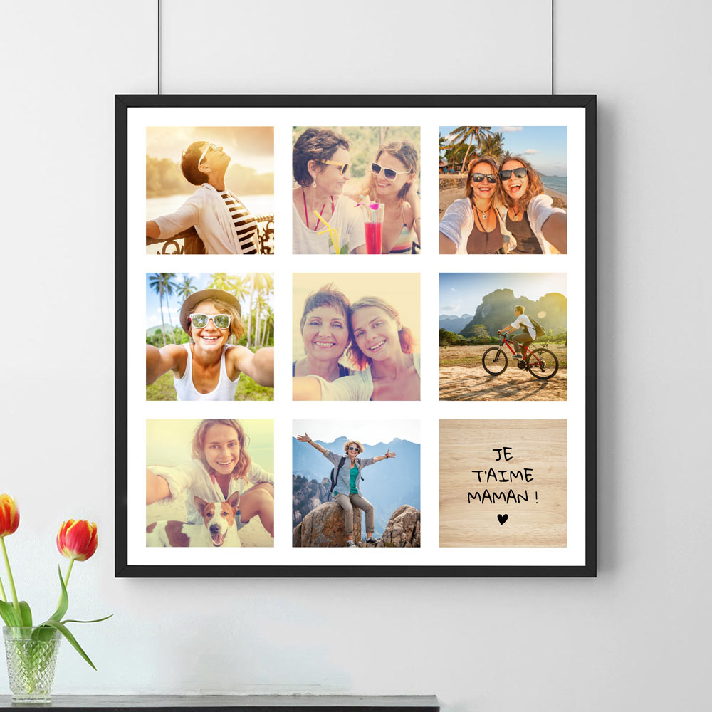 Poster Photo Personnalisable - 8 Images + Texte cadeau maman Poster Photo Personnalisable - 8 Images + Texte