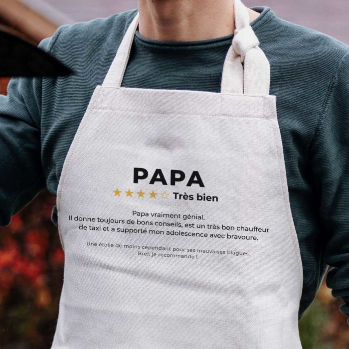Tablier de cuisine personnalisé avec avis client Cadeau fête des pères Tablier de cuisine personnalisé avec avis client