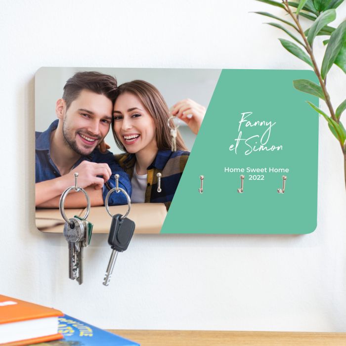 Porte-clés mural personnalisé avec photo et texte cadeau mariage Porte-clés mural personnalisé avec photo et texte