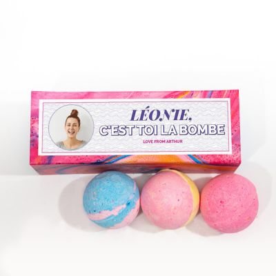 Boîte de Bombes de Bain avec image et texte Boîte de Bombes de Bain avec image et texte