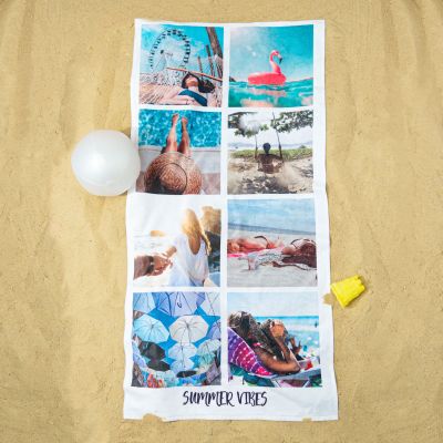 Serviette personnalisée avec 8 photos et texte Serviette personnalisée avec 8 photos et texte