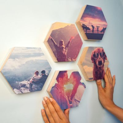 Photo sur Bois en forme d'Hexagone Photo sur Bois en forme d'Hexagone