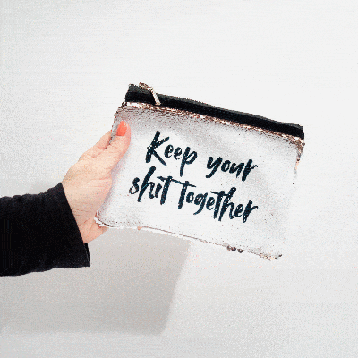 Pochette à paillettes personnalisable avec texte Pochette à paillettes personnalisable avec texte
