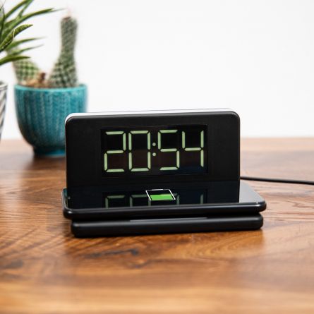 Chargeur sans fil avec Horloge et Veilleuse