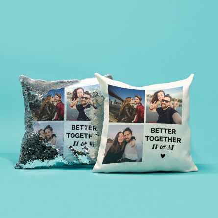Housse de coussin personnalisée avec 3 images et texte