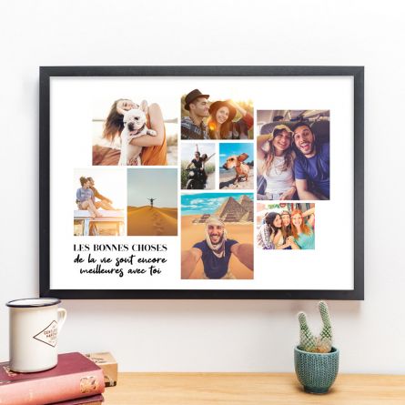Poster avec Mosaïque de photos et texte
