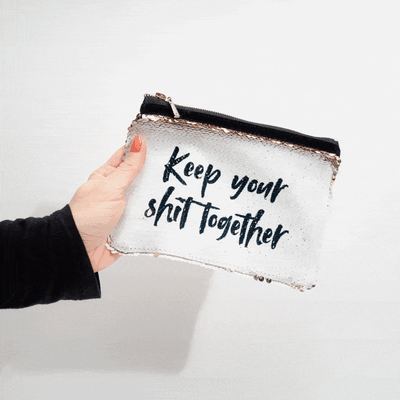 Pochette à paillettes personnalisable avec texte