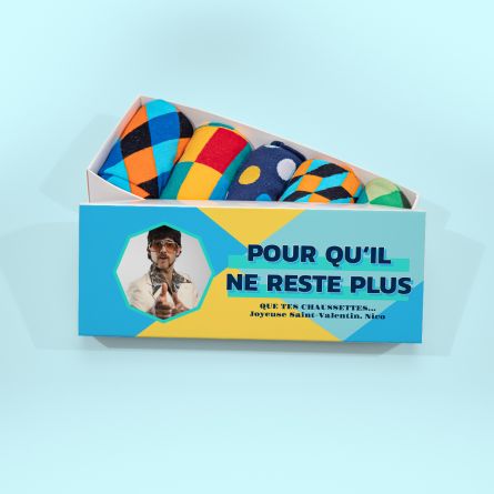 Boîte à Chaussettes avec image et texte